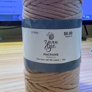 Yarn Bee Macrame 3mm Cord in Color Tobacco